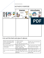 Authors Purpose Print Able Worksheet Cut and Sort