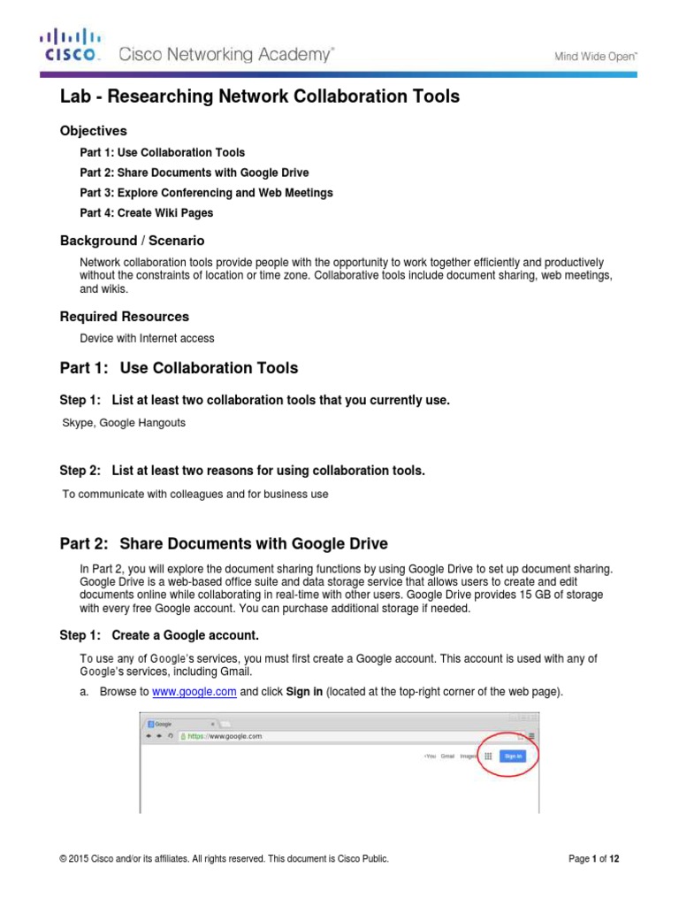 1.1.1.8 Lab Researching Network Collaboration Tools PDF Wiki