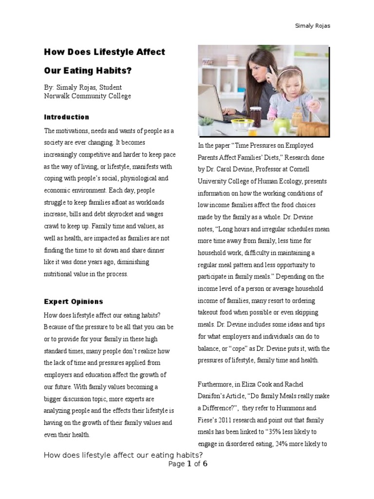 Impact of Lifestyle on Eating Habits | PDF | Obesity | Eating