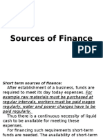 Sources of Finance