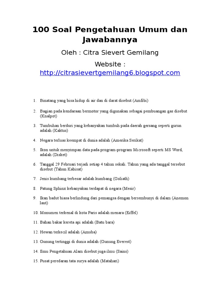 Soal Pengetahuan Umumbaru Docx