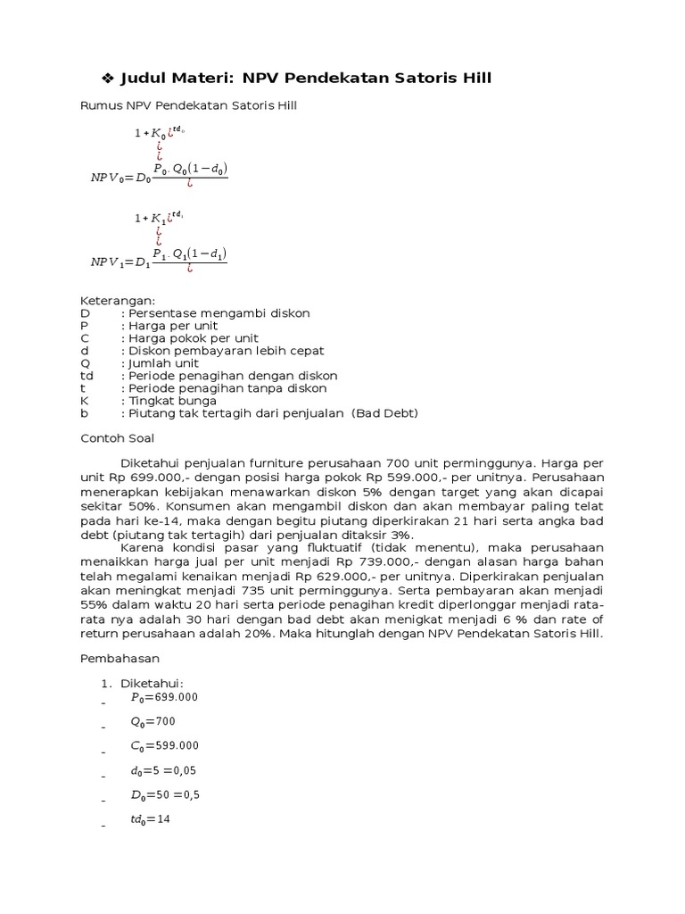 Kumpulan Contoh Soal: Contoh Soal Npv