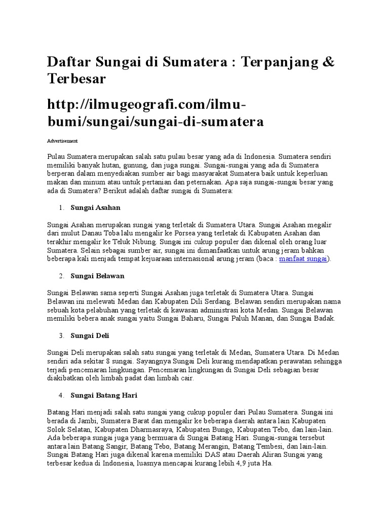 Daftar Sungai Di Sumatera Pdf