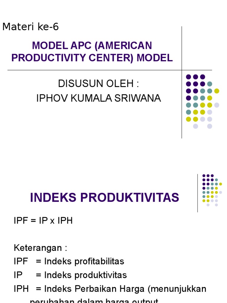 Model Apc American Productivity Center Model | PDF