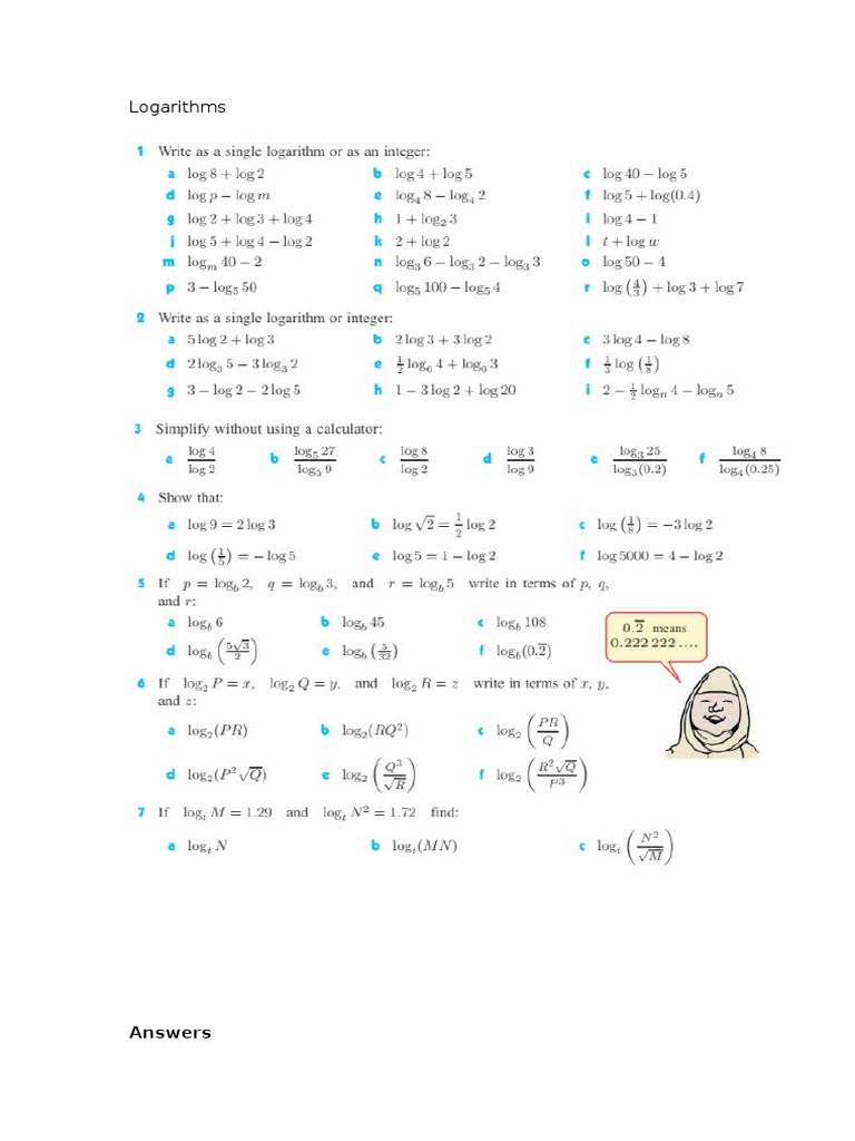 Logarithms Answers PDF