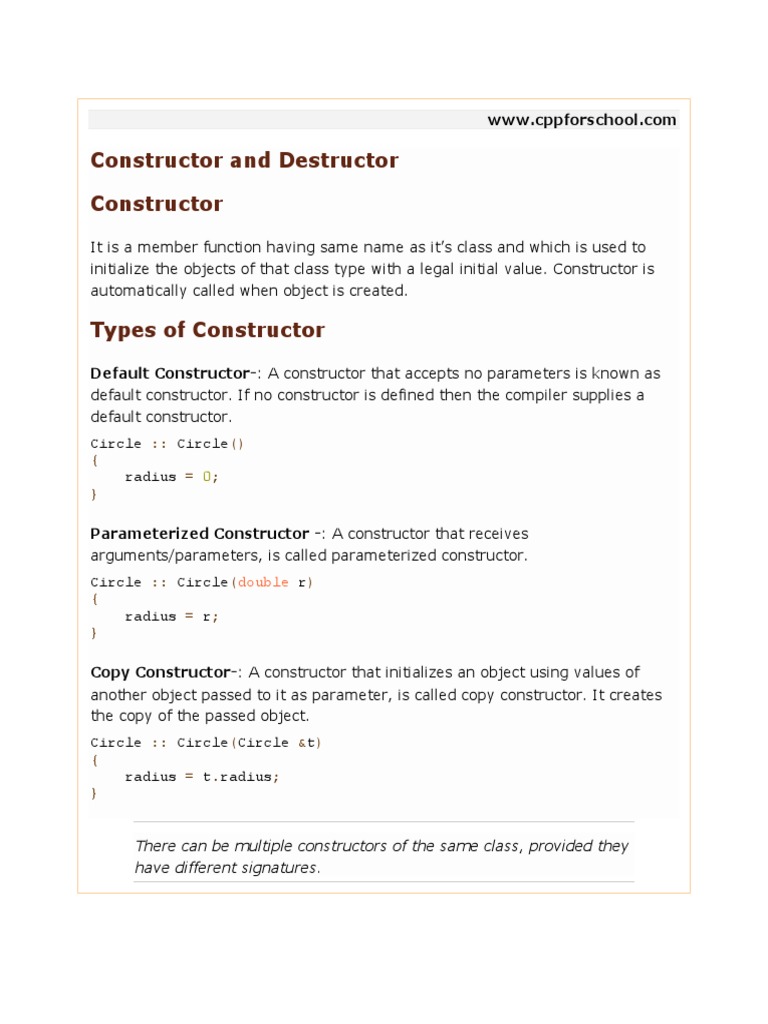 Understanding Constructors and Destructors | PDF | Computers ...