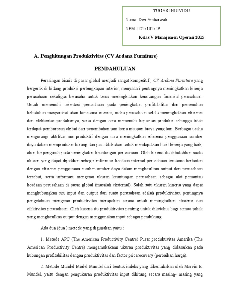 Tugas Mo Produktivitas