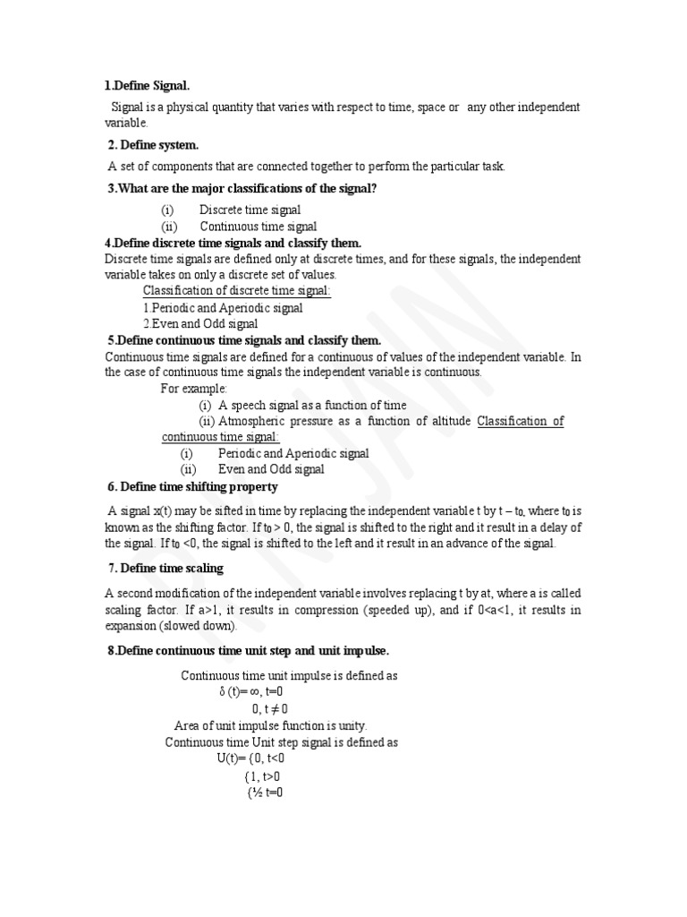 Signal and System Interview Questions PDF Sampling (Signal