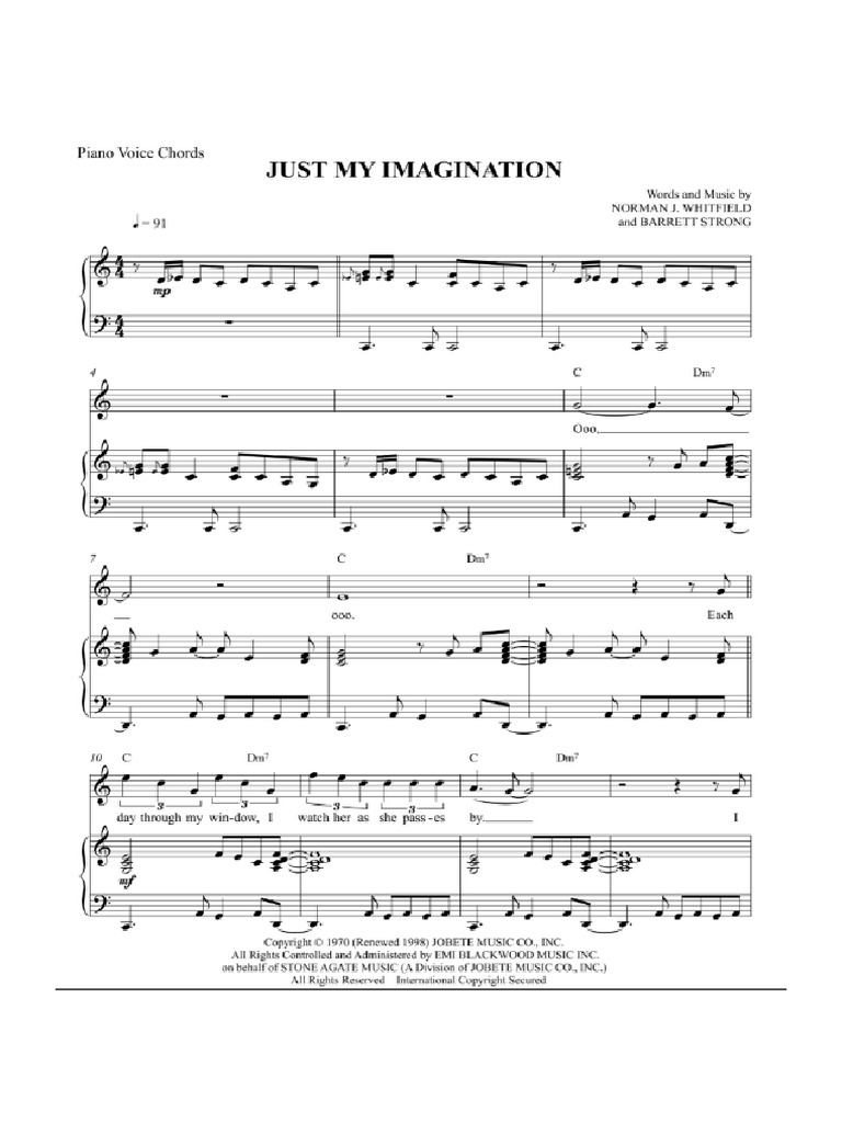 Just My Imagination - Partitura