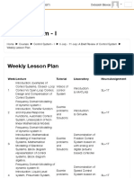 Control System - I: Weekly Lesson Plan