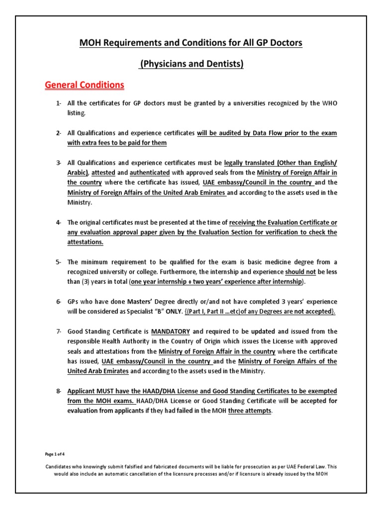 Requirements For GPs EN PDF | PDF | General Practitioner | United Arab ...