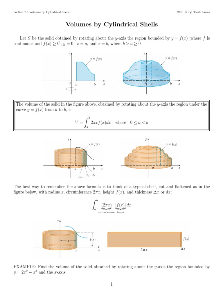 Volumes by Cylindrical Shells PDF | PDF | Volume | Cartesian Coordinate ...