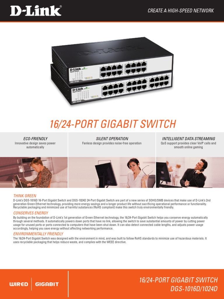 Datasheet DGS-1016D 1024D E1 02 | PDF | Ethernet | Network Switch