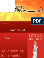 Hellenism in Keats Poetry by Irum Yousaf