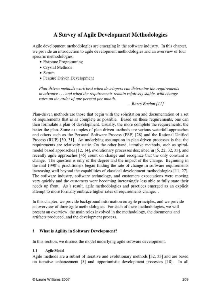 Article - A Survey of Agile Development Methodologies PDF | PDF | Scrum ...