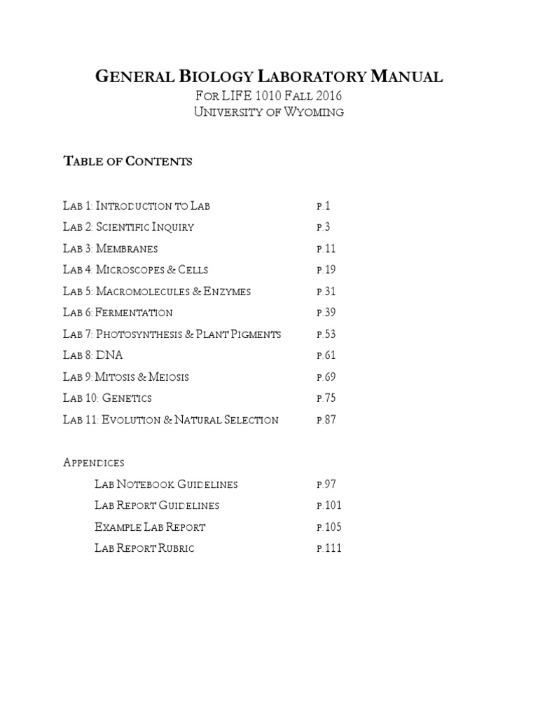 General Biology Lab Manual F2016 PDF PDF Cell (Biology) Cell