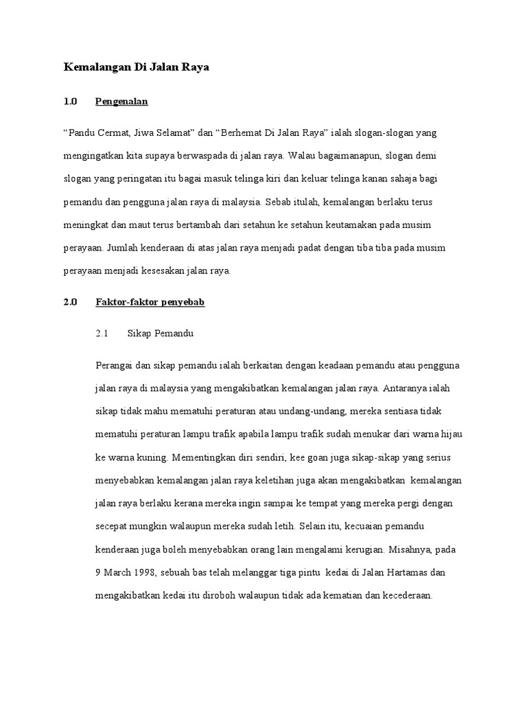 Kemalangan Di Jalan Raya Ljy Pdf