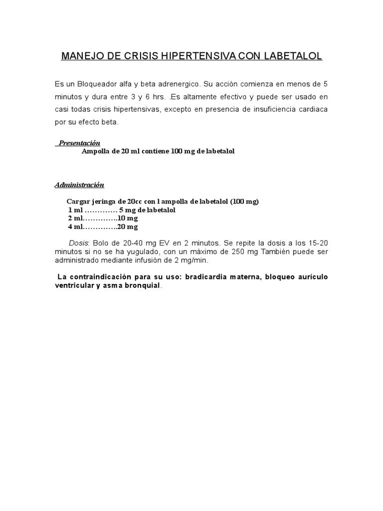 Uso de Labetalol PDF