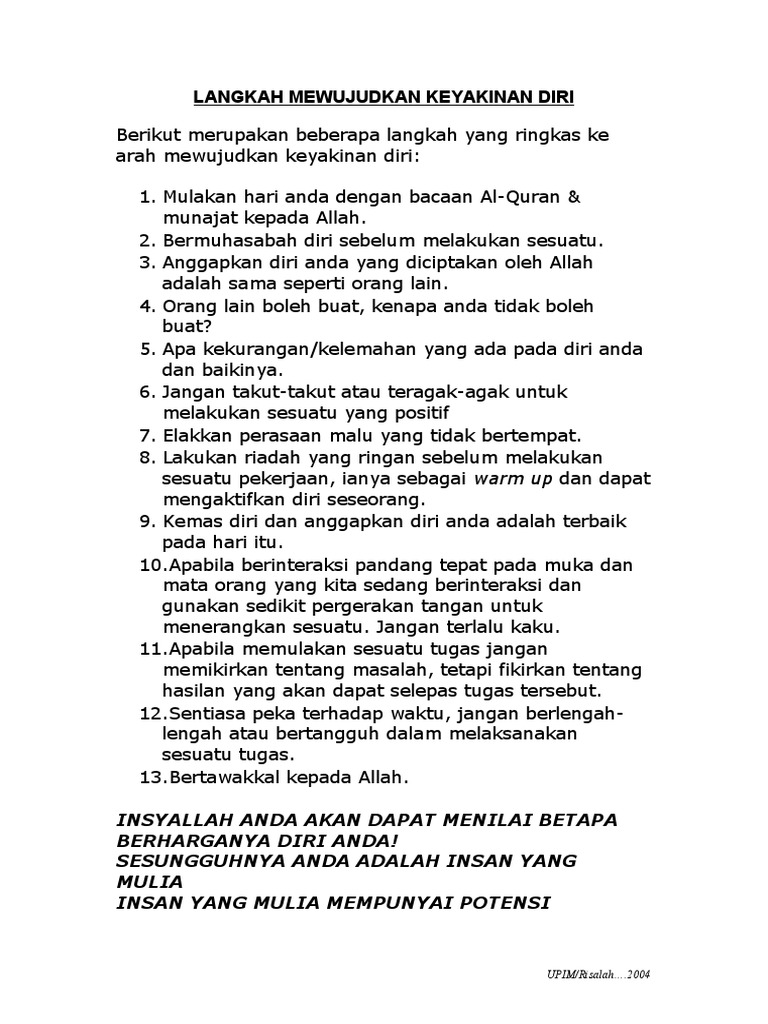 Langkah Membangun Keyakinan Diri | PDF