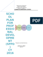 Scho OL Plan FOR Prof Essio NAL Devel Opme NT (SPPD) CY 2016