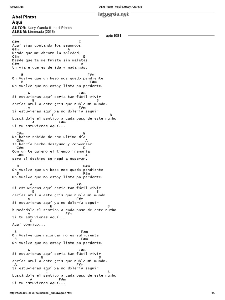 Abel Pintos Aqui Letra Y Acordes scribd