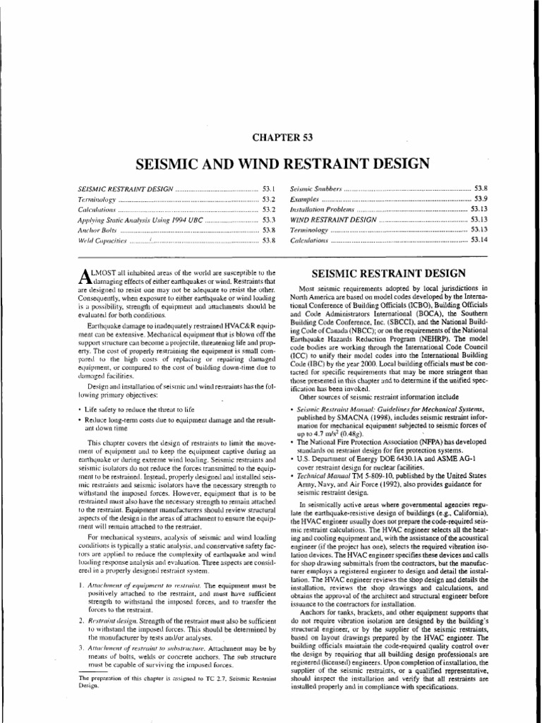 Seismic Restraint Design for HVAC Systems | PDF | Force | Screw