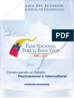 Plan Nacional para El Buen Vivir (Version Resumida en Espanol) PDF
