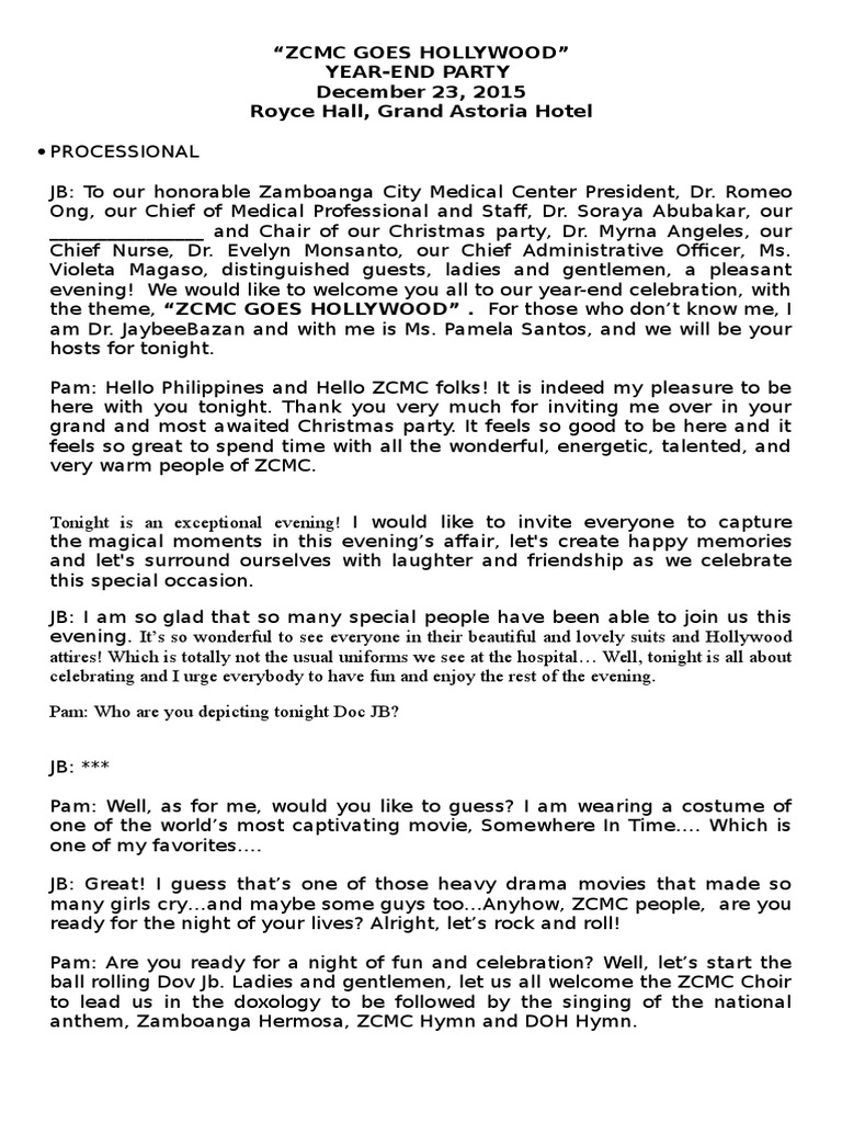 Zcmc YearEnd Party 2015 (Script)2 Gratitude Leisure