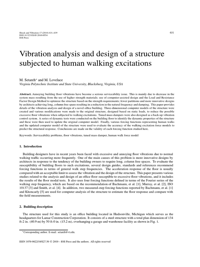 Vibration Analysis and Design of A Structure Subjected To Human Walking ...