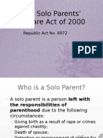 Solo Parents' Welfare Act Benefits