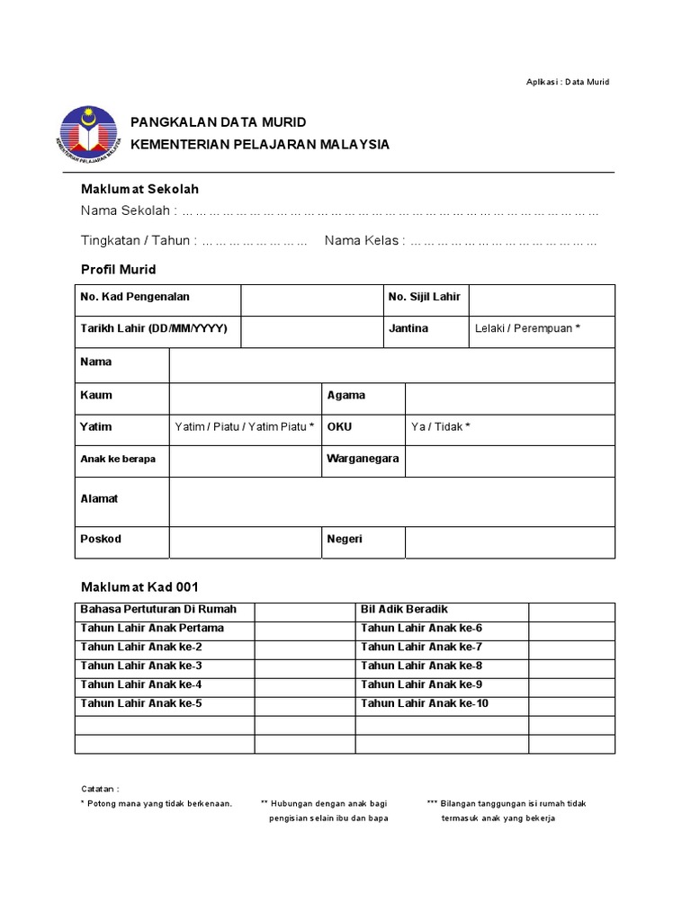 Maklumat Murid APDM PDF | PDF