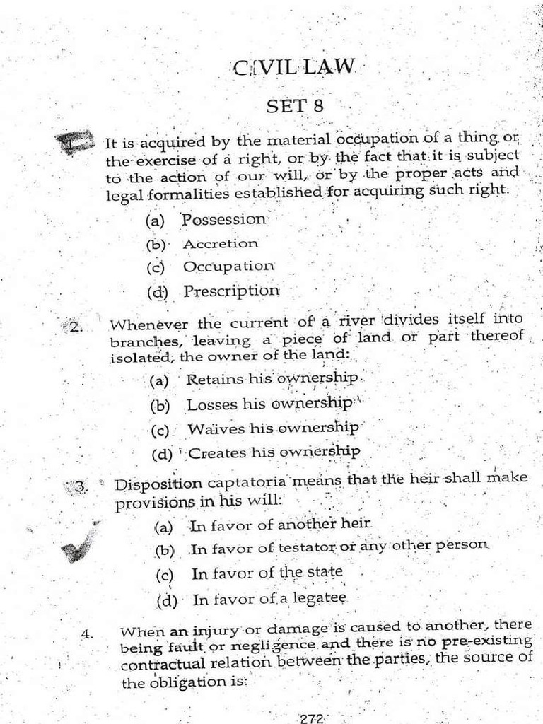 MCQ Civil Code Set 8 PDF