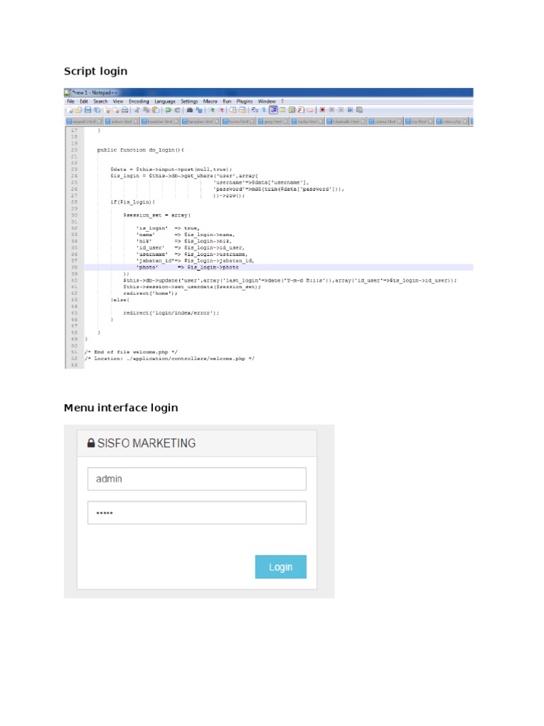 Menu Interface Login Script Guide | PDF