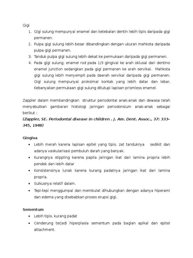 Perbedaan Jaringan Periodontium Pada Anak Dan Dewasa | PDF