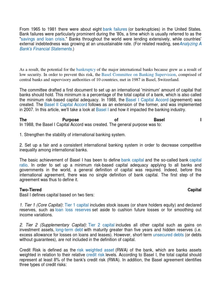 Basel 1 | PDF | Capital Requirement | Banks