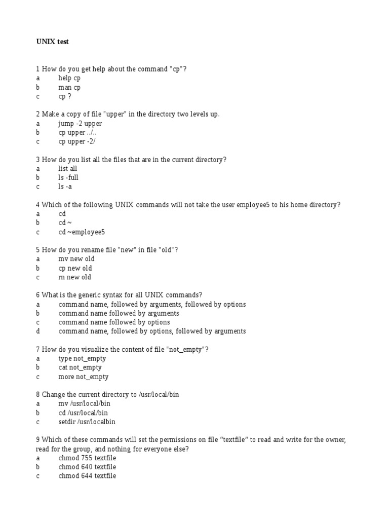 Unix Test Pdf Pdf Computer File Unix Software