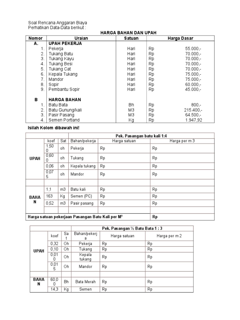 Contoh Soal RAB Teknik Sipil | PDF | Griya & Taman | Sains & Matematika