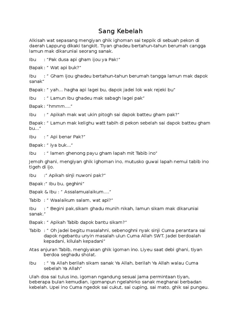 Dialog Drama Bahasa Lampung 