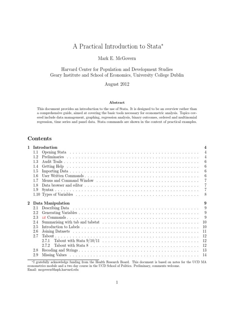 Practical Introduction To Stata Pdf Pdf Spss Microsoft Excel