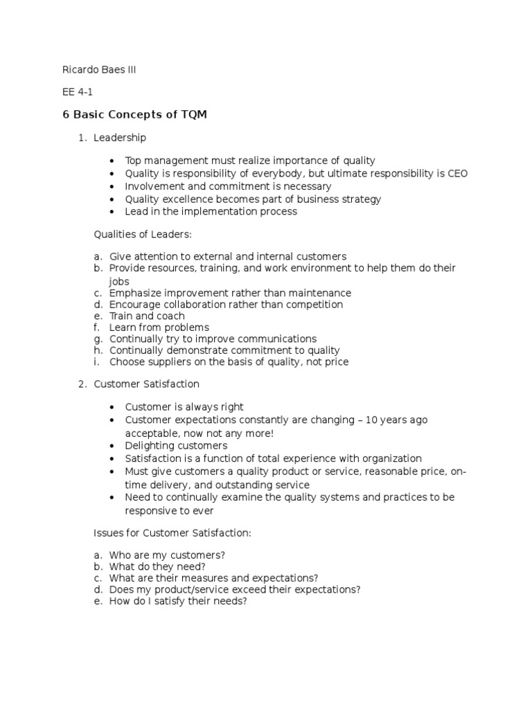 6 Basic Concepts Of Tqm , A Complete Guide to TQM Principles – ULDWR