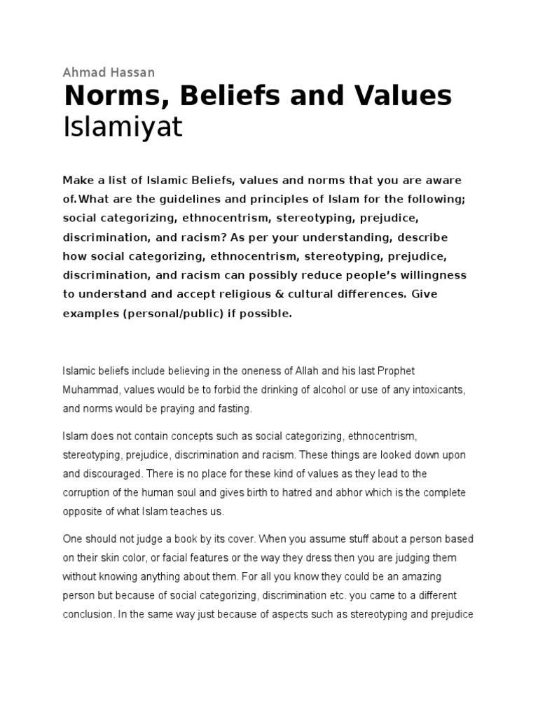 Islamic Values Against Discrimination | PDF | Social Science | Lifestyle