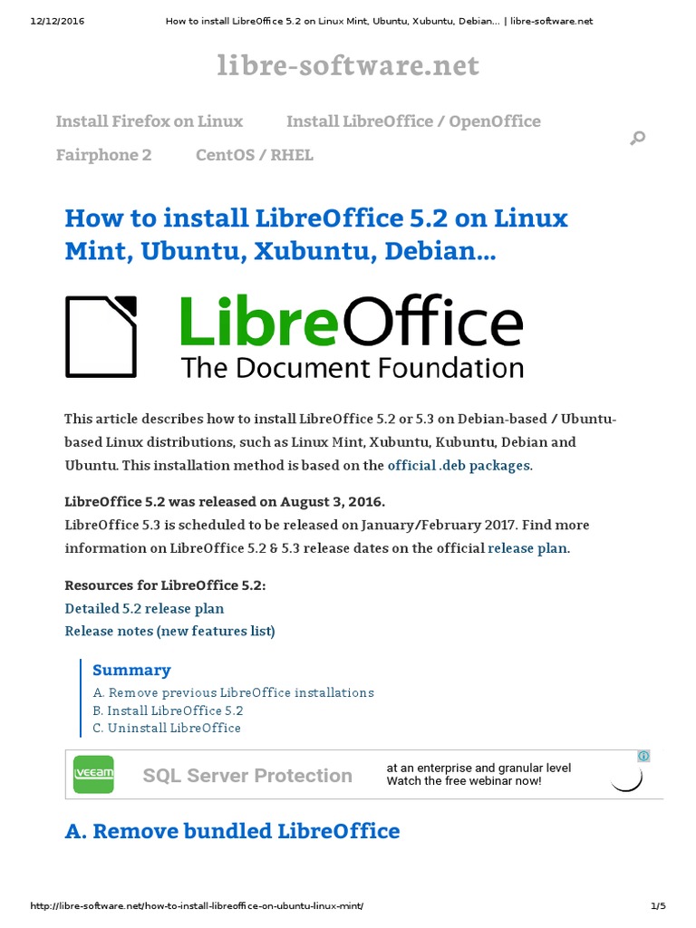 Install LibreOffice 5.2 on Linux Systems | PDF | Ubuntu (Operating ...