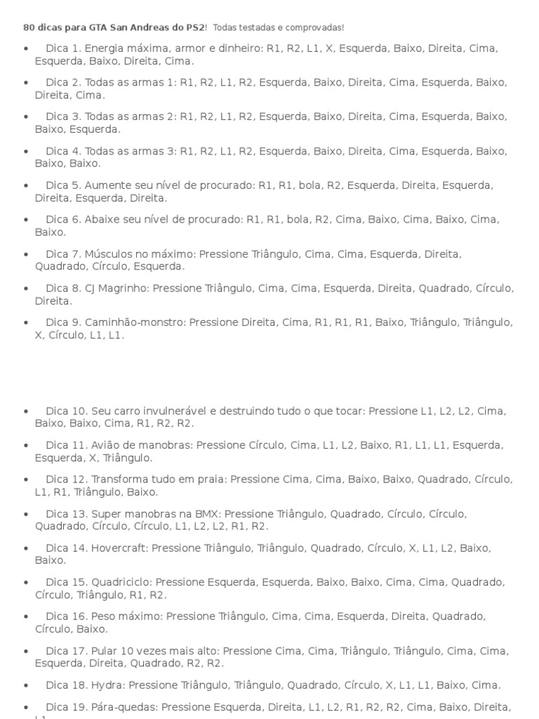 Códigos de GTA San Andreas PS4 e PS5: Dinheiro infinito, armas, veículos e  lista completa - Millenium