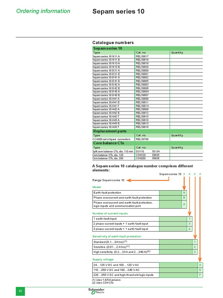 Sepam Series 10 Ordering Guide | PDF | Technology & Engineering
