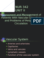 NUR 342 Unit Ii: Assessment and Management of Patients With Vascular Disorders and Problems of Peripheral Circulation