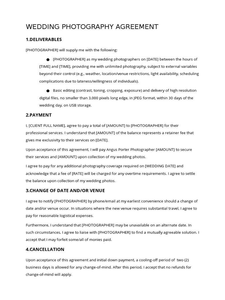 Wedding Photography Contract Template by Daniel Cheung | Download Free ...