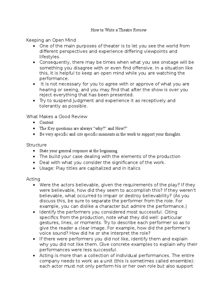 Writing Effective Theatre Reviews | PDF | Theatre | Cognitive Science