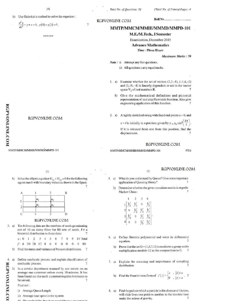 Mmtp-101 Advance Mathematics Dec 2015 | PDF