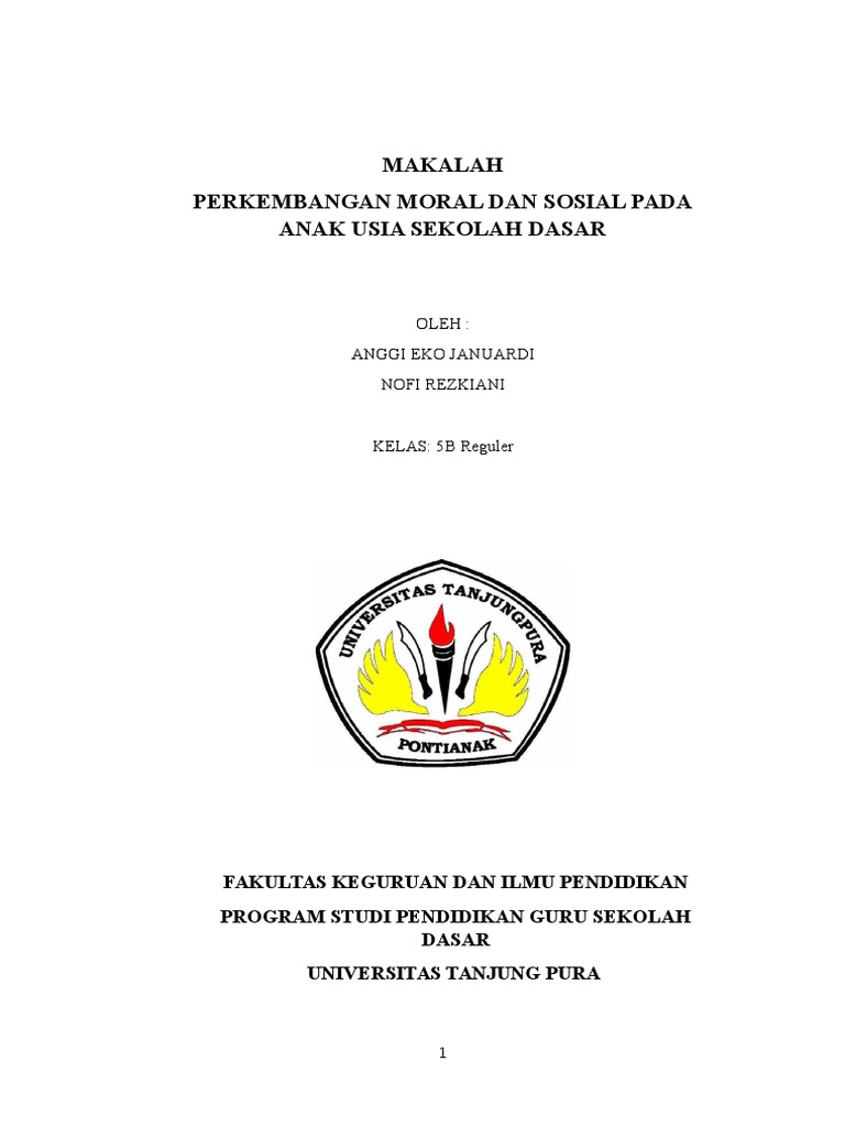 Pendidikan Anak SD (Perkembangan Moral Dan Sosial Pada Usia SD | PDF