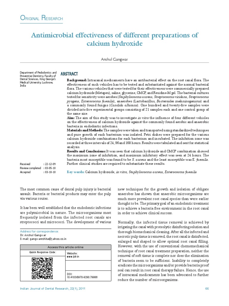 Antimicrobial Effectiveness of Different Preparations of Calcium ...